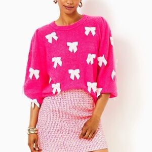 Lilly Pulitzer Pink Sweater with White Bows